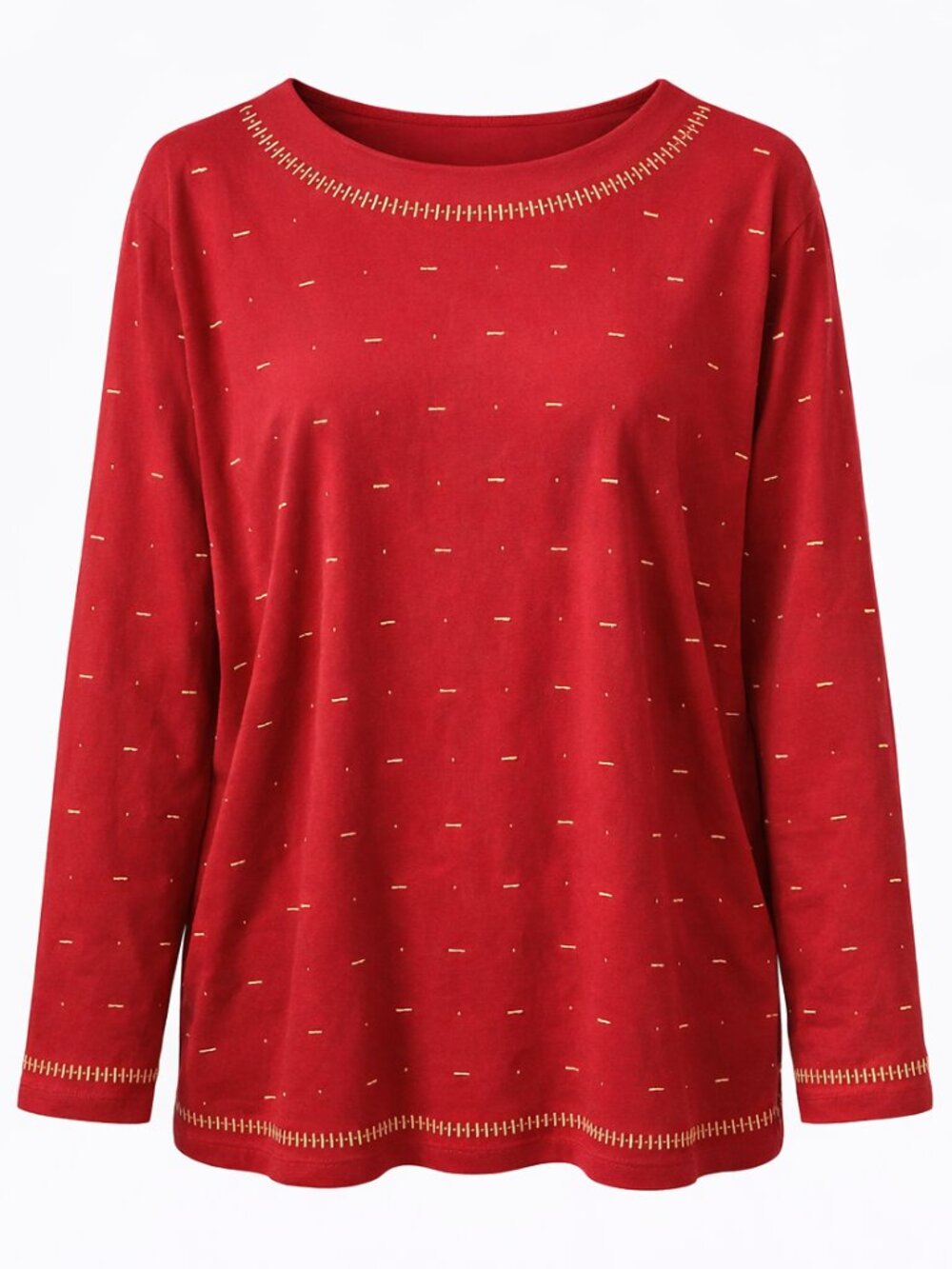 Bechamel II Flashy Top Pullover Red w/gold flecks 3X glam Sparkle Party Metallic